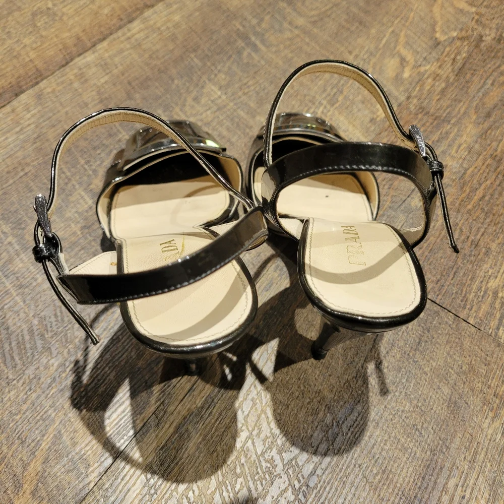 Prada Black and Brown Strappy Heels - Picture 14 of 16